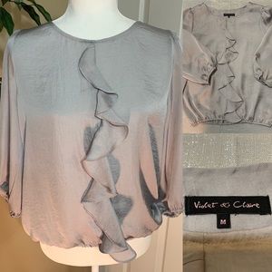Violet & Claire silver ruffle blouse size M